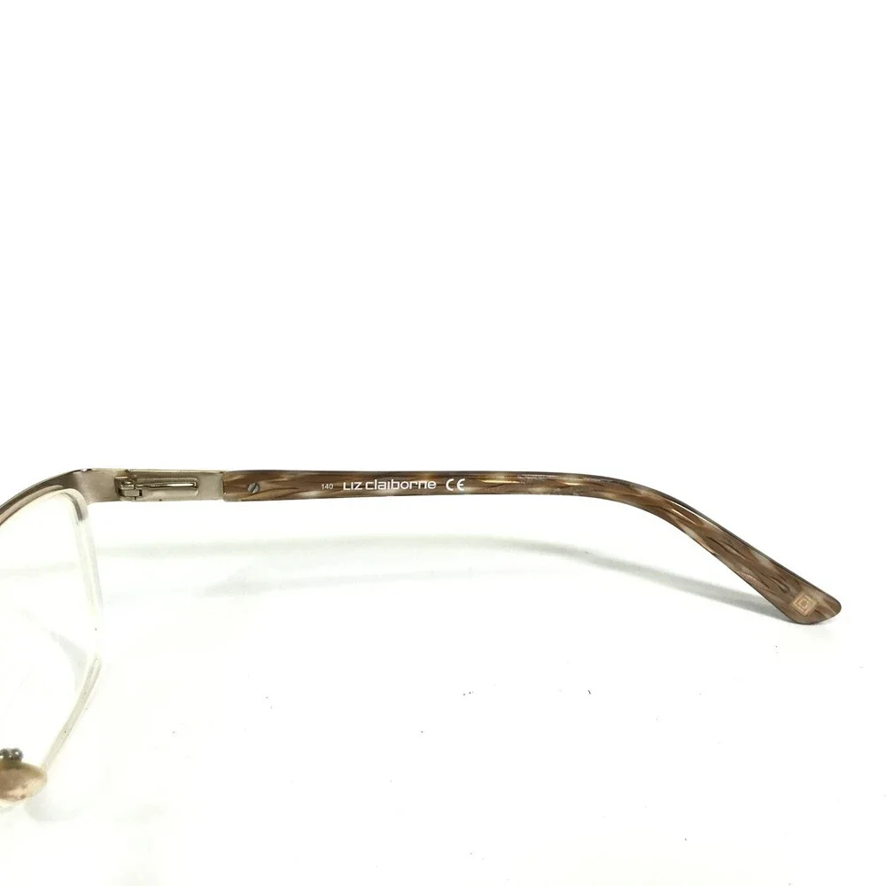 Liz Claiborne Eyeglasses Frames L015 0RF4 Brown Gold Cat Eye Half Rim 55-17-140